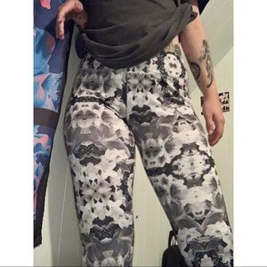 Grey Floral Leggings